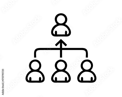 Organization chart showing hierarchy with arrow