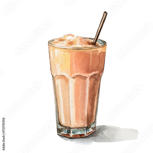 Protein Shake watercolor vector illustration, high-quality artwork isolated on a pure white background.