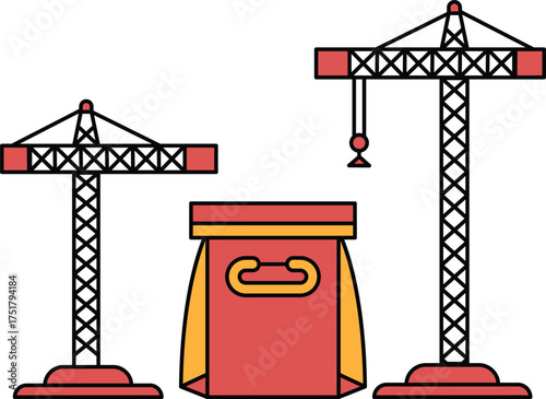 Two cranes and a bag