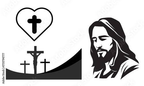 Jesus in Art Silhouette – Biblical Worship Illustration of Faith, Prayer, and Divine Love