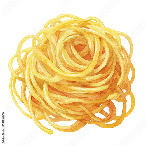 Spaghetti watercolor vector illustration, high-quality artwork isolated on a pure white background.