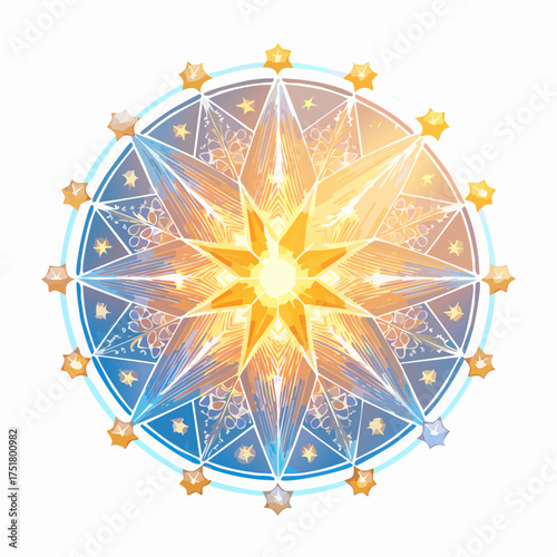 luminous fractal loop built around a radiant star geometry mandala