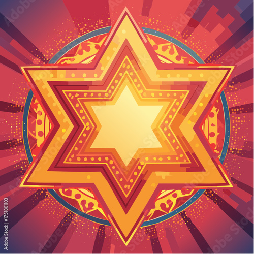 luminous fractal loop built around a radiant star geometry mandala