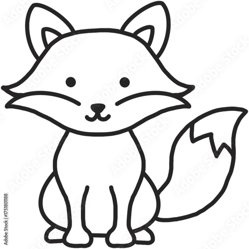 Fox outline, drawing, black and white