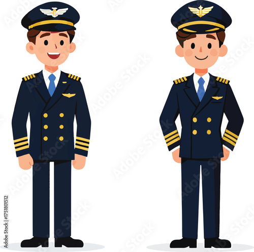 Airline Pilot Character Vector Illustration