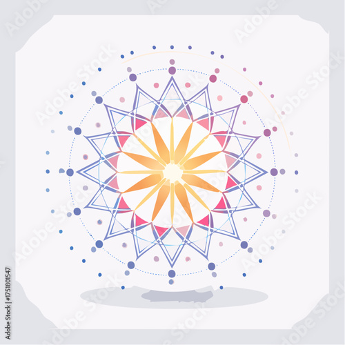 luminous fractal loop built around a radiant star geometry mandala