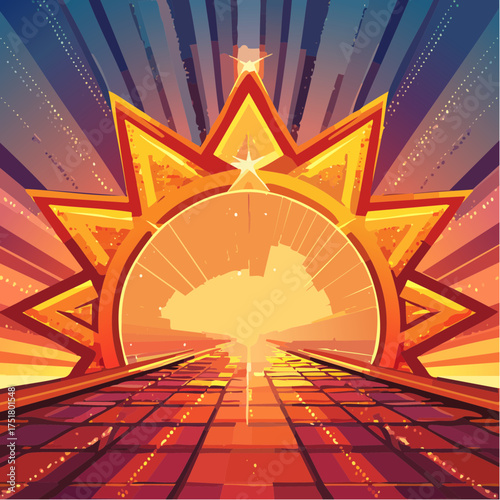 luminous fractal loop built around a radiant star geometry mandala