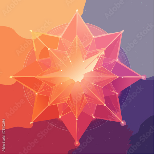 luminous fractal loop built around a radiant star geometry mandala