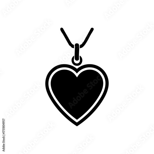 Minimalist black heart pendant vector on a chain, reflecting elegance, love, and fashion — suitable for jewelry stores, Valentine collections, or design boutiques.
