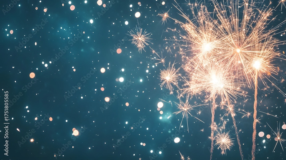 Fototapeta premium Shimmering moments of fireworks in the night sky