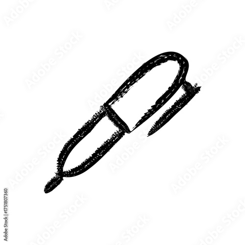 Simple hand-drawn black marker pen outline isolated on a white background for artistic and creative purposes