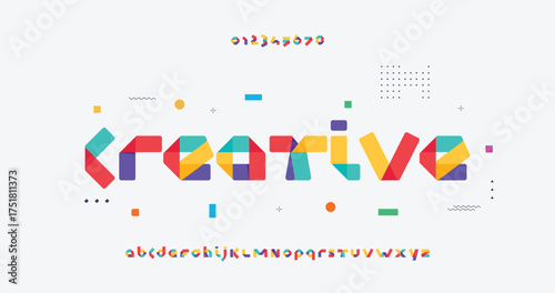 folding font rounded bold font of blue gradient glow ribbon letters set business futuristic logo design template abstract vector elements for corporate identity emblem label or icon folding font color