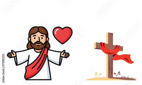 Eternal Love: Artistic Illustration of Jesus and the Holy Cross