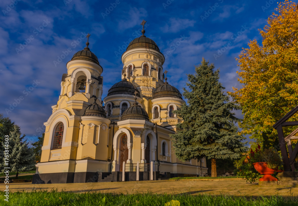 Fototapeta premium Beautiful Orthodox Monastery of Capriana, Moldova Religious Architecture and Nature. Travel Destination and Cultural Heritage Site