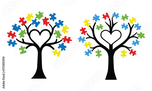 Autism Puzzle Tree and Handprint Tree – Inclusion Diversity Awareness Art