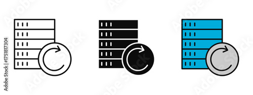 Backup icon available in stroke, fill, and color style with a white background — ideal for illustrating data protection, file recovery, system restore, and cloud backup processes.