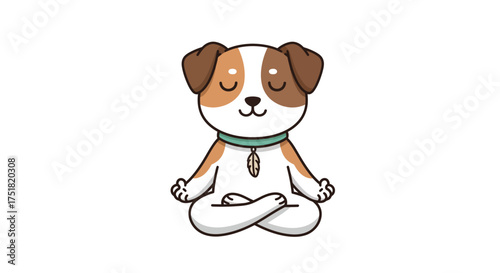 Cute Meditating Dog Vector Illustration