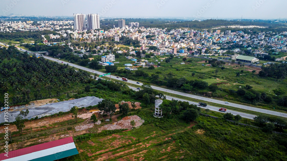 Fototapeta premium Aerial shot of Bengaluru urban area