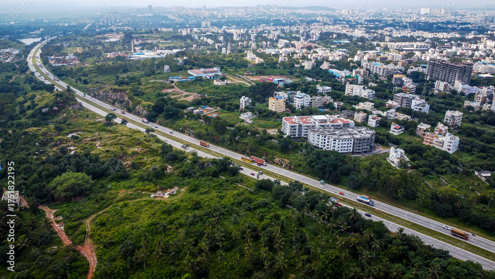 Fototapeta premium Aerial shot of Bengaluru urban area