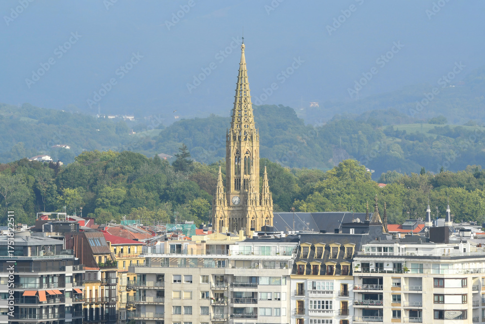 Fototapeta premium View of Cathedral Buen Pastor on sunny summer day. San Sebastian (Donostia), Basque Country, Spain.