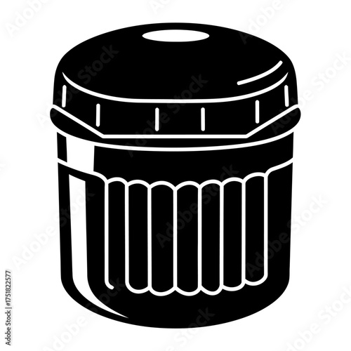 silhouette photo of a car oil filter on a white background