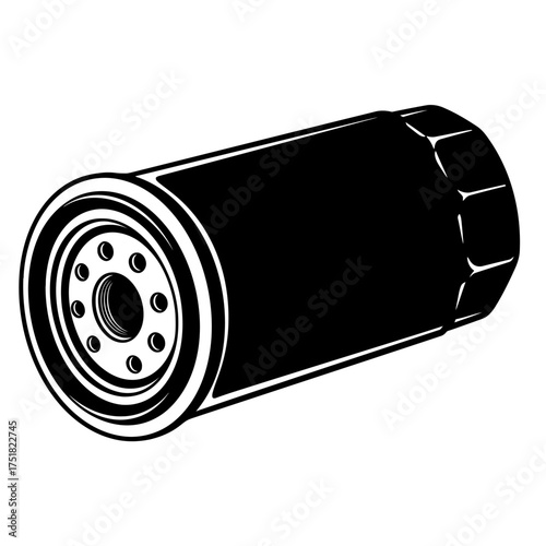silhouette photo of a car oil filter on a white background