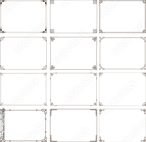 Page Frame & Border Set, floral Corner border Elements Collection