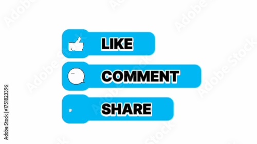 Blue Social Media Buttons for Lekin comment and share available on white black and green backgrounds 