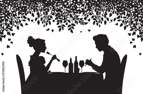 Minimalist family eating dinner together silhouette depicting warmth, love, and connection around the dining table