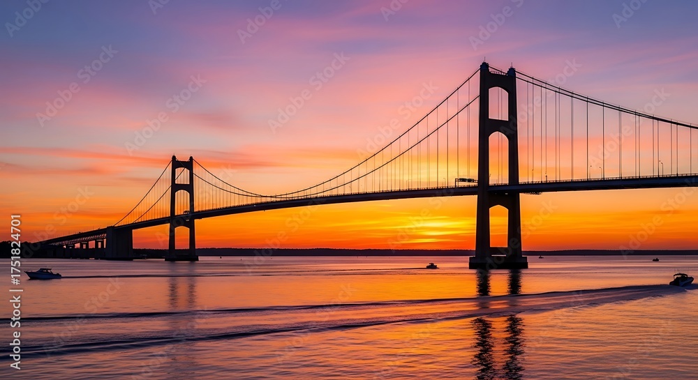 Obraz premium Chesapeake Bay Bridge at Sunset - A Scenic Maryland Landmark.