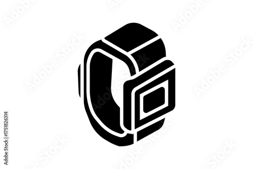 The image depicts a simple black and white icon of a smartphone. The phone has a rectangular shape with rounded corners and a large screen in the center