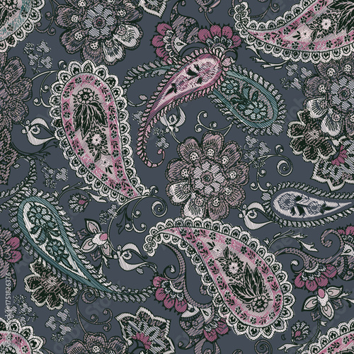 embroidery Paisley vector seamless pattern Fantastic background