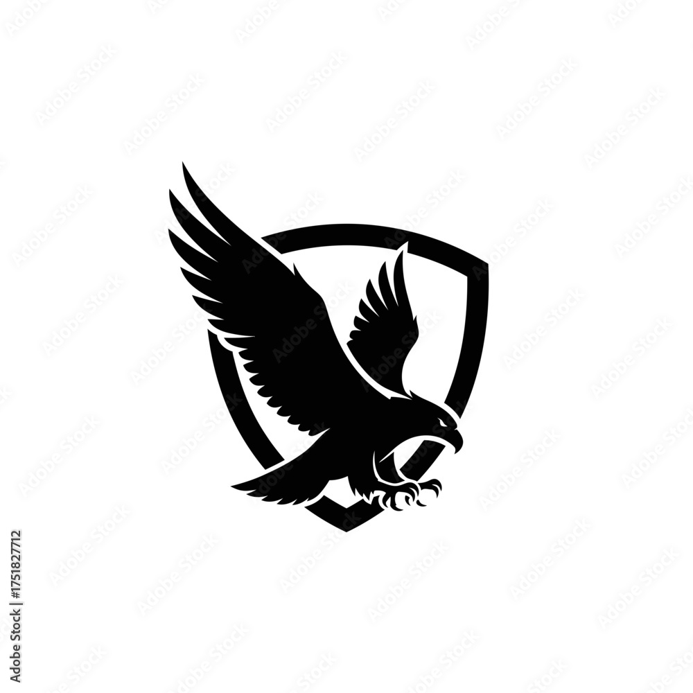Obraz premium An Elegant Silhouette Logo of a Soaring Eagle with Wings Spread in a Modern Geometric Shape