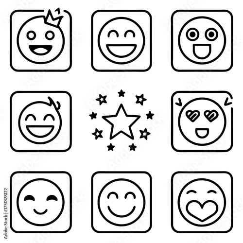 A grid arrangement of twelve unique and colorful social media emojis perfect for digital communication and online platforms