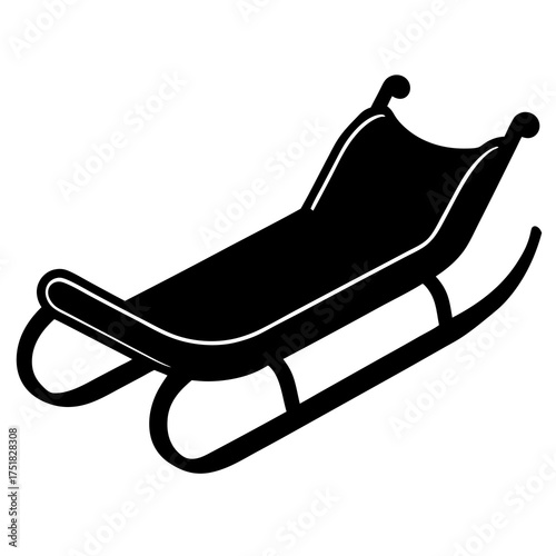 Classic black silhouette illustration of a vintage sled perfect for winter holiday and nostalgic design themes