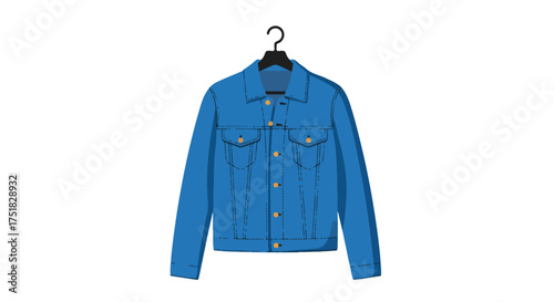 Vector Illustration of Blue Denim Jacket in Modern Minimalist Style