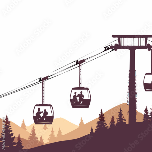 Silhouette of a ski lift and skiers on a snowy mountain under a starry night sky with a firefly glow