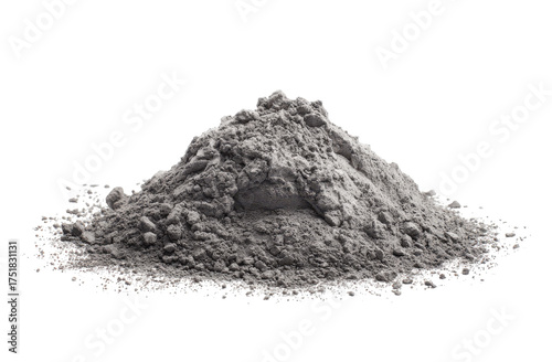 Gray powdered material piled in a mound