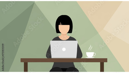 Focused Work Moment: Laptop, Coffee, and Creative Energy in a Modern Setting