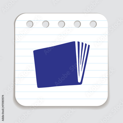 Doodle notebook icon hand drawn with blue pen on a notepaper in flat style. Vector illustration