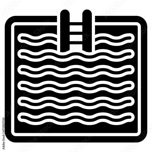 Swimming pool icon. Recreation and clean water symbol. Maintenance and leisure collection. Glyph Icon