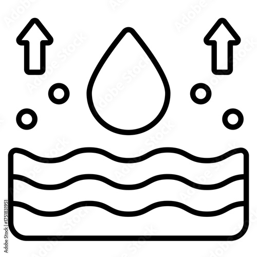 Evaporation icon. Water cycle symbol. Climate, heat, and natural process collection. Line Icon