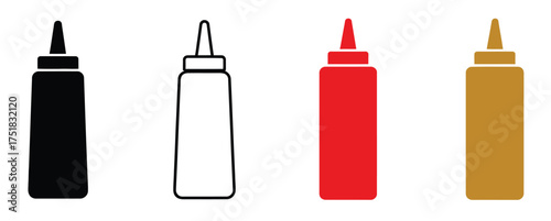WebGet your delicious sauce here with these eye catching condiment bottles in black, white, red, and golden brown, perfect for culinary websites and restaurant promotions