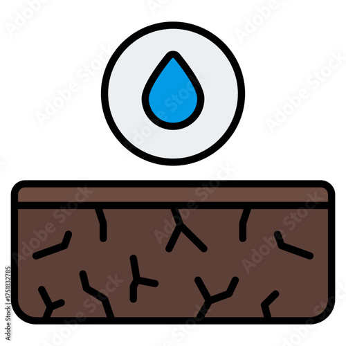 Dry icon. Drought symbol. No water and climate dryness collection. Filled Line Icon