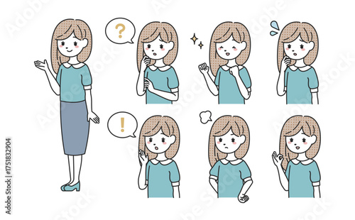 様々なポーズの女性セット