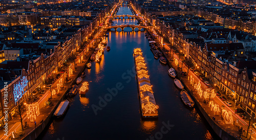 amsterdam light festival canal night illuminated festive lights