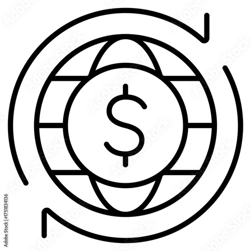 International transfer icon. Global payment symbol. Worldwide money transaction collection. Line Icon
