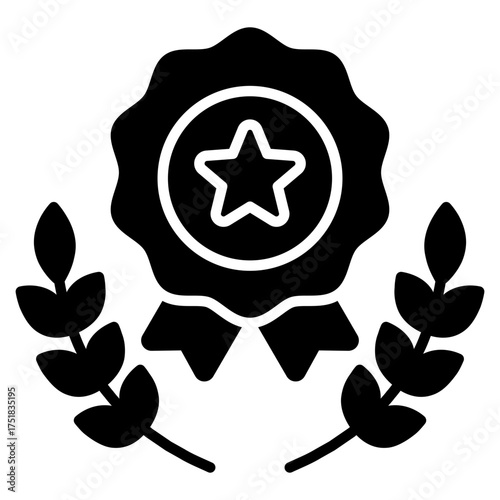 Good quality icon. Product assurance. Verified performance and standard collection.Glyph Icon