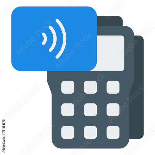 NFC payment icon. Contactless pay symbol. Tap and go transaction collection.Flat Icon