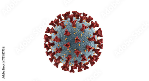 3d rendering of a coronavirus particle isolated on transparent background